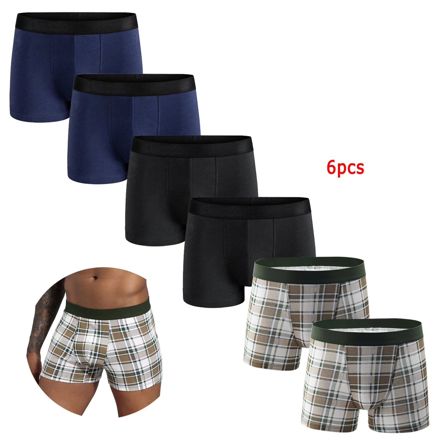 6pcs Pack 2024 Men Panties Cotton Underwear Male Brand Boxer And Underpants For Homme Luxury Set Shorts Box Slip Kit
