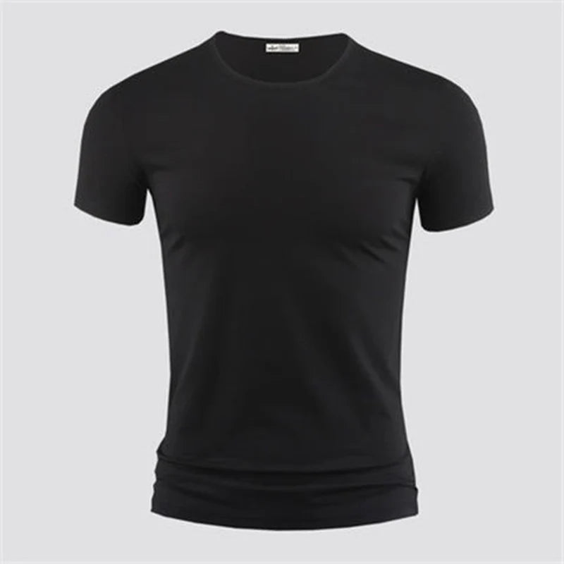 2025 Men's T Shirt Pure Color V Collar Short Sleeved Tops Tees Men T-Shirt Black Tights Man T-Shirts Fitness For Male Clothes