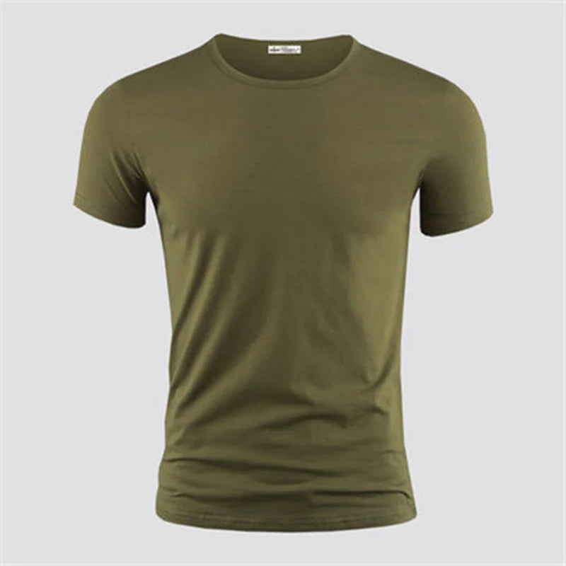 2025 Men's T Shirt Pure Color V Collar Short Sleeved Tops Tees Men T-Shirt Black Tights Man T-Shirts Fitness For Male Clothes