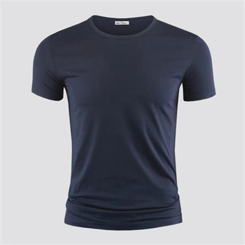 2025 Men's T Shirt Pure Color V Collar Short Sleeved Tops Tees Men T-Shirt Black Tights Man T-Shirts Fitness For Male Clothes
