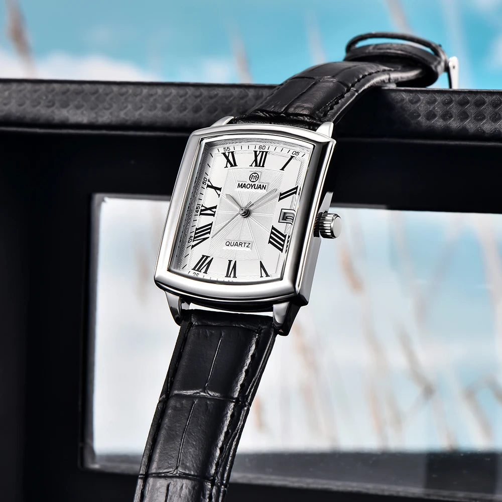 MAOYUAN New Square European and American Casual Leather Quartz Watch Waterproof Sports Calendar Roman Digital watches for man