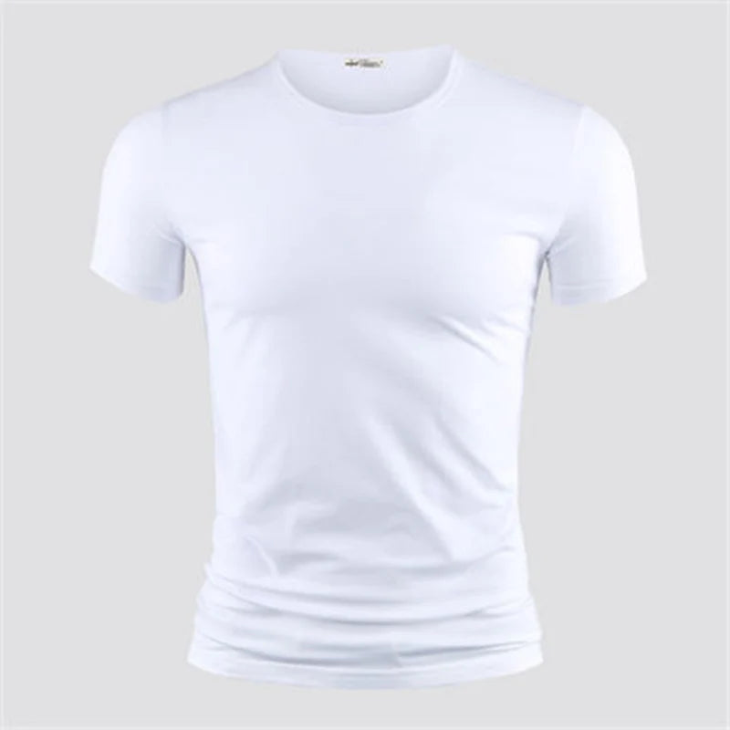 2025 Men's T Shirt Pure Color V Collar Short Sleeved Tops Tees Men T-Shirt Black Tights Man T-Shirts Fitness For Male Clothes