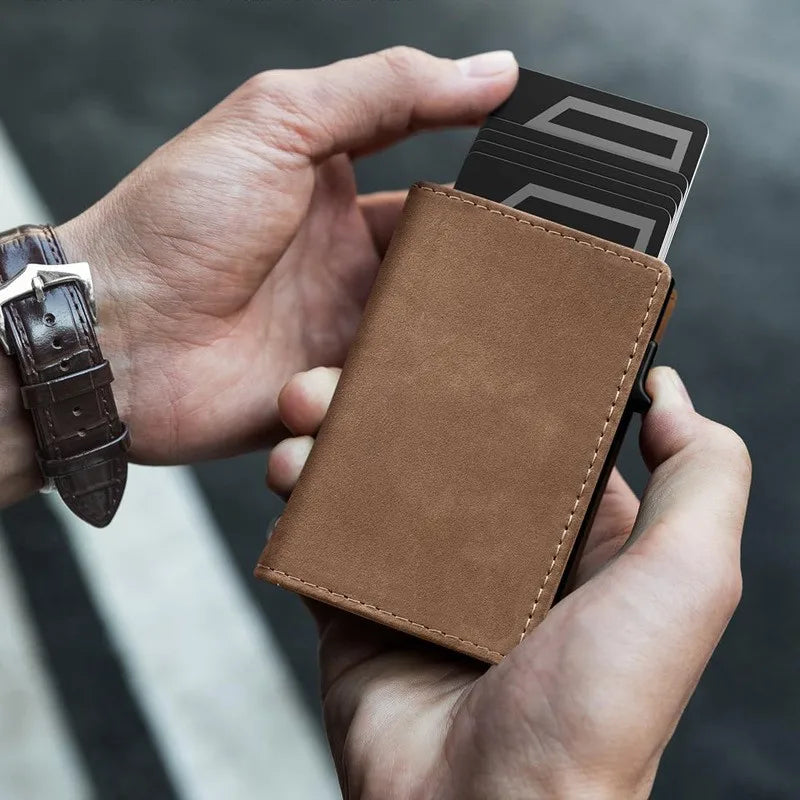 YATBEST Men's RFID Anti-Theft Three Fold Wallet Ultra-Thin with Zipper Coin Pocket Credit Card Clip Brush Anti-Magnetic Card Bag