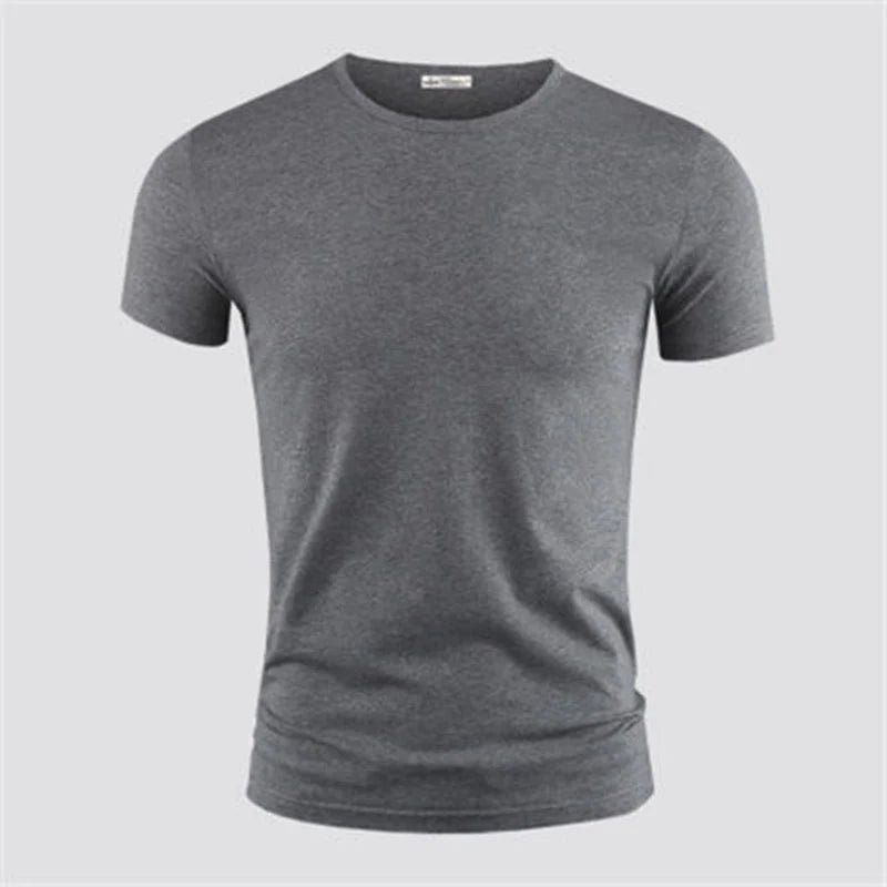 2025 Men's T Shirt Pure Color V Collar Short Sleeved Tops Tees Men T-Shirt Black Tights Man T-Shirts Fitness For Male Clothes