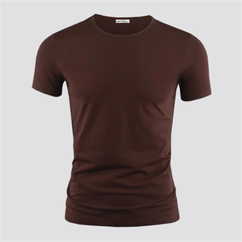 2025 Men's T Shirt Pure Color V Collar Short Sleeved Tops Tees Men T-Shirt Black Tights Man T-Shirts Fitness For Male Clothes